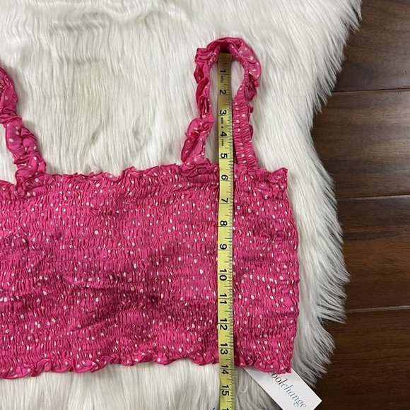 Coolchange Women's Size Large Pink Polka Dot Smocked Daria Top Tie‎ Back - Picture 6 of 10